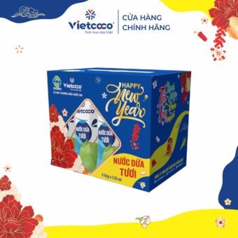 LỐC 6 HỘP NƯỚC DỪA VIETCOCO 330ML - 2 NƯỚC DỪA CHANH MUỐI + 2 NƯỚC DỪA DƯA HẤU + 2 NƯỚC DỪA NATURAL