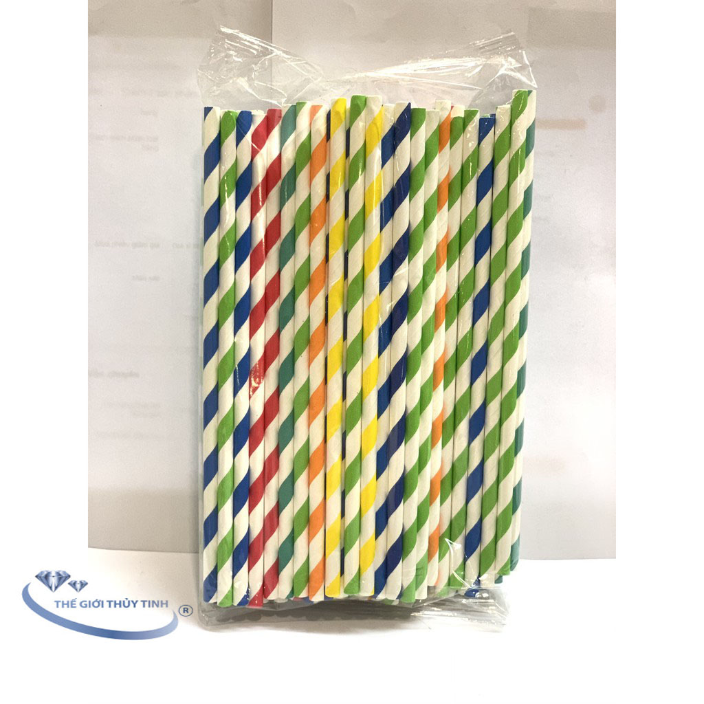 Ống hút giấy phi 6mm - màu ngẫu nhiên - set 100 cái