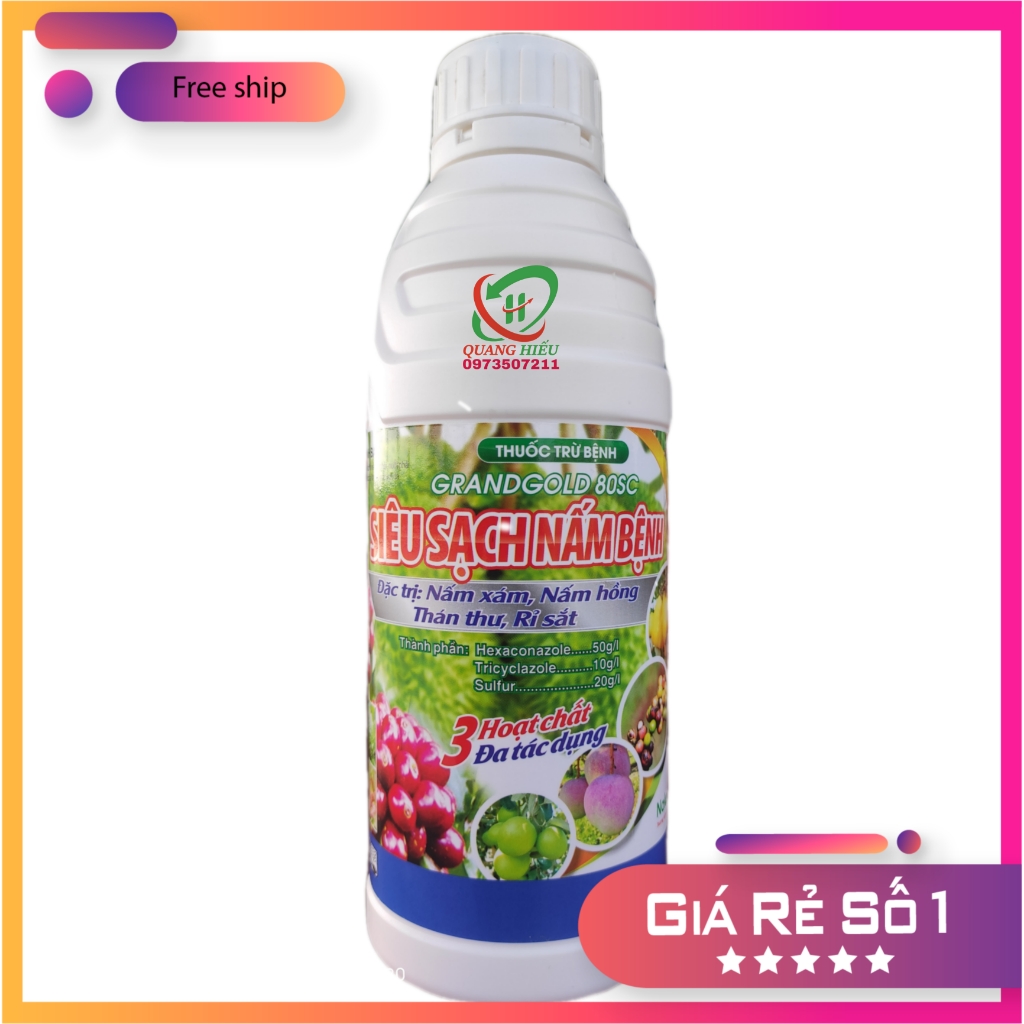 Siêu sạch nấm bệnh thuốc trừ bệnh cao cấp phổ rộng grandgold 80sc 1l hợp chất hexaconazole