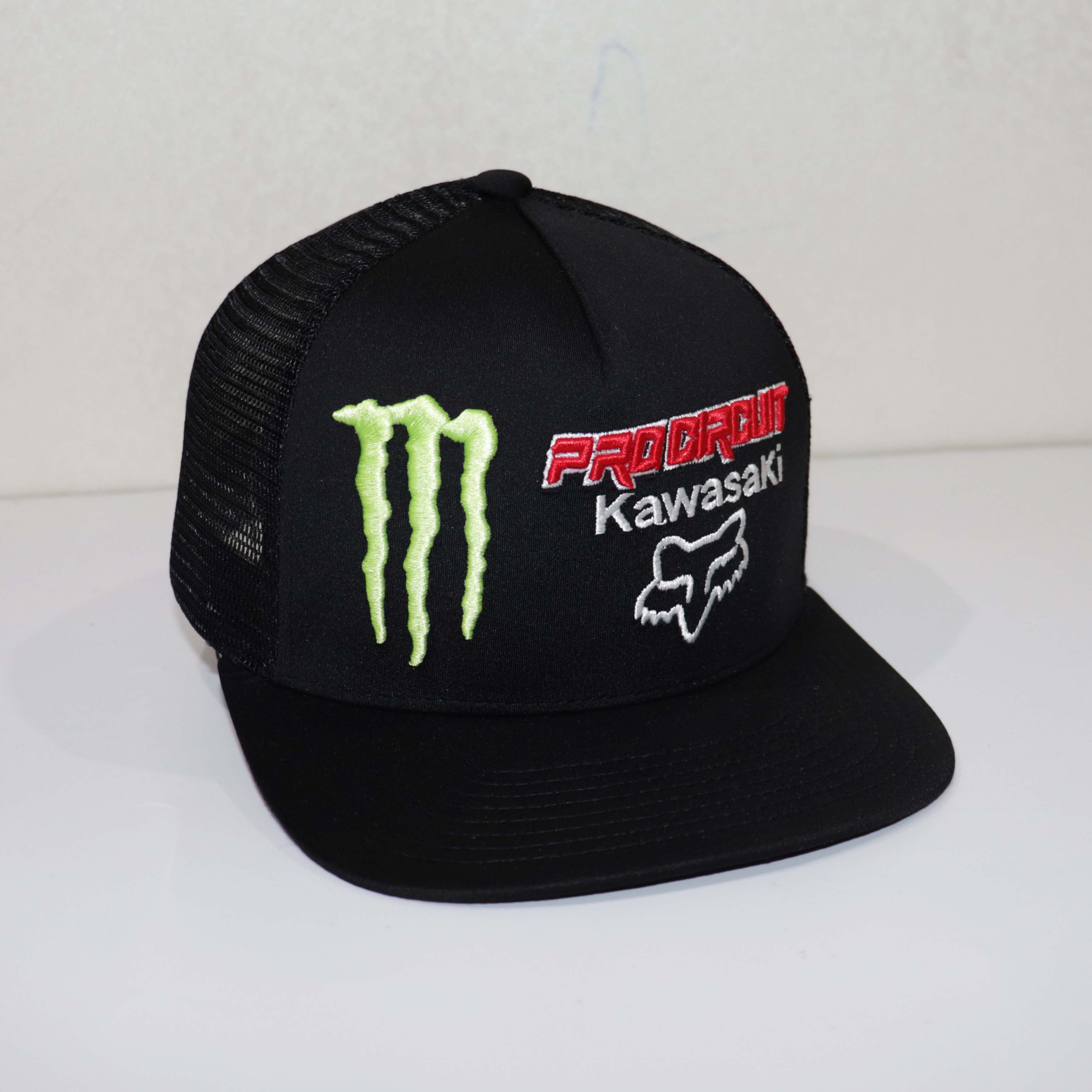 Mũ Lưỡi Trai - Nón Snapback Lưới Full Đen Logo Fox Kawasaki Thời Trang 2020