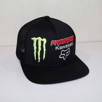 Mũ Lưỡi Trai - Nón Snapback Lưới Full Đen Logo Fox Kawasaki Thời Trang 2020