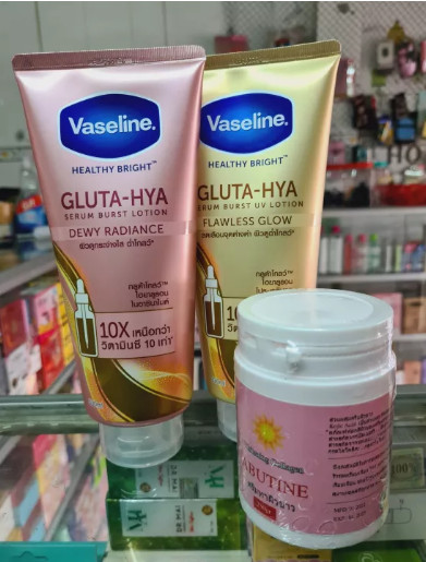 Combo trộn body siêu trắng Vaseline 10x + Kích trắng 3c3 Abutine hồng 250gr