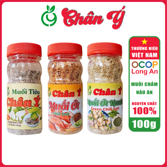 Muối Ớt Xanh, Muối Ớt Đỏ, Muối Tiêu Chân Ý Chai 100g - Gia Vị Chấm Trái Cây, Hải Sản