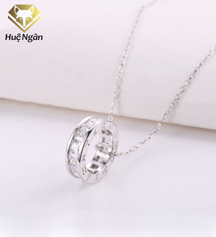 Dây chuyền bạc 925 huệ ngân-vòng tròn 12 cung hoàng đạo pp1555