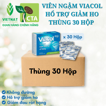 VIÊN NGẬM GIẢM HO, GIẢM ĐAU RÁT CỔ HỌNG VIACOL (Hộp 20 viên)