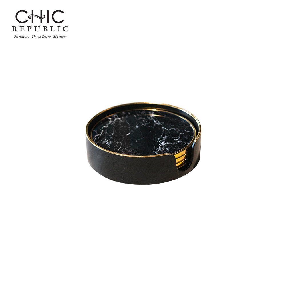 CHIC REPUBLIC COLBY/11,ถาดรองแก้ว - สี ดำ/ทอง ราคา 955 บาท*ส่งฟรี