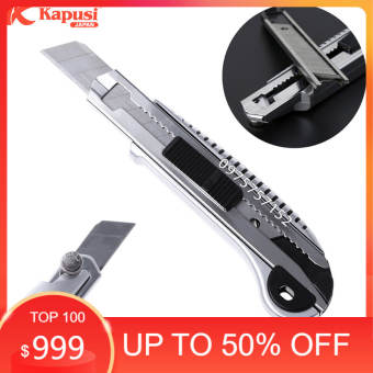 Dao rọc giấy lớn thay lưỡi liên tục Nhật Kapusi JAPAN, dao trổ 5 lưỡi 18mm thép SK5 siêu sắc, khung kim loại siêu bền, dao cắt giấy, rọc băng dính, cắt thùng bìa carton, cắt decal, dao rọc giấy Nhật, dao rọc giấy to, dao roc giay