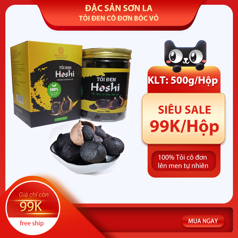 500g tỏi đen bóc vỏ hoshi - đặc sản sơn la