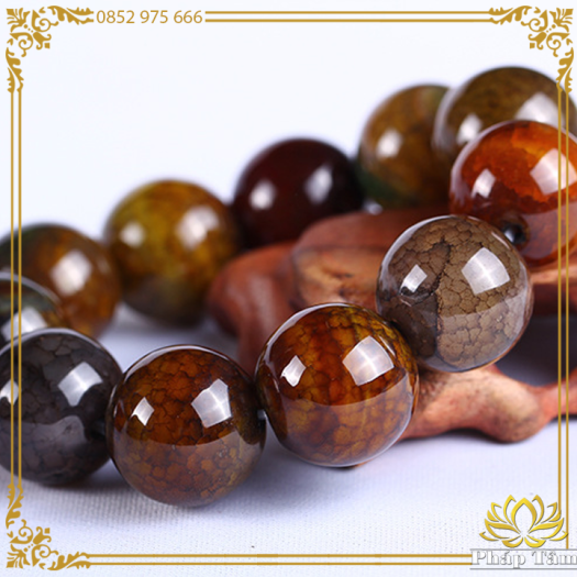 Vòng Tay Phong Thủy Đá Mã Não Vảy Rồng Chính Hãng Cao Cấp Hạng A - Pháp Tâm