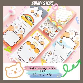 Tập giấy note hình chữ nhật, giấy ghi chú nhỏ xinh xắn, tập 30 tờ SUNNYSTORE