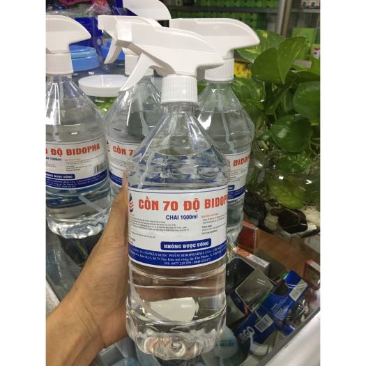 Cồn sát khuẩn 70 độ  BIDOPHAR vòi xịt phun sương rửa tay kháng khuẩn chai 1000ml (1 lít)