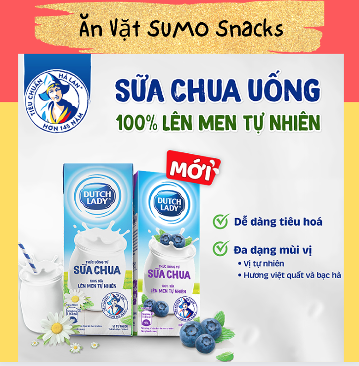 Sữa Chua Uống Lên Men Tự Nhiên Cô Gái Hà Lan hộp 1L-Ăn Vặt Sumo Snack