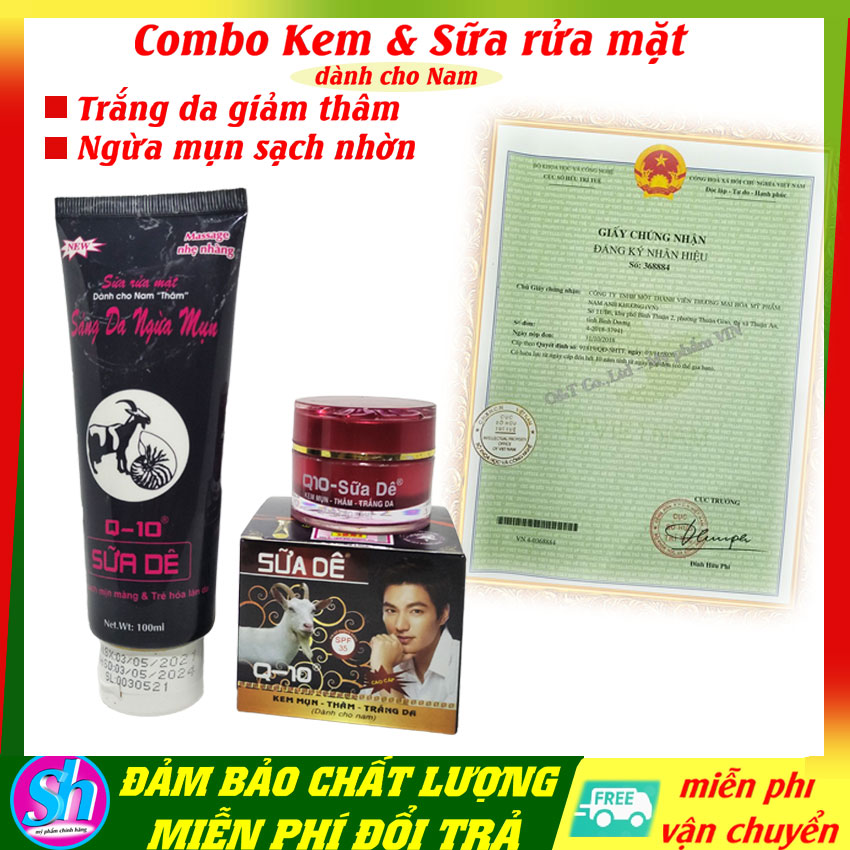 Kem mụn thâm cho Nam dưỡng trắng da liền sẹo Q-10 sữa dê