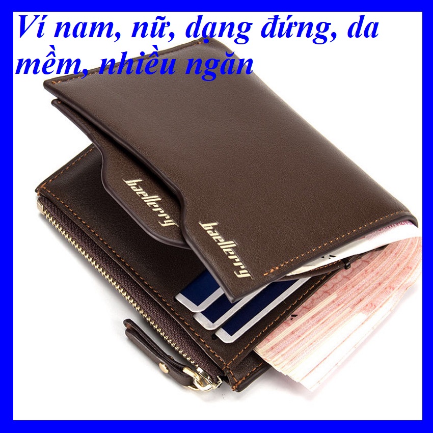Ví nam da cao cấp Ví đứng da mềm đựng nhiều thẻ nhiều ngăn