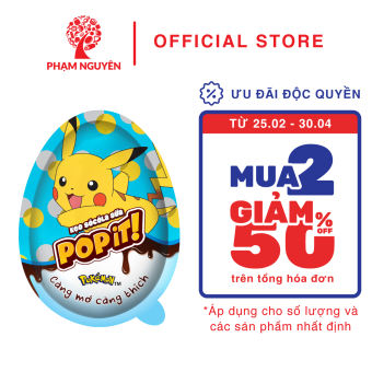 Kẹo sôcôla sữa Popit trứng Pokemon 10g (1 cái) Phạm Nguyên - bánh kẹo Phạm Nguyên