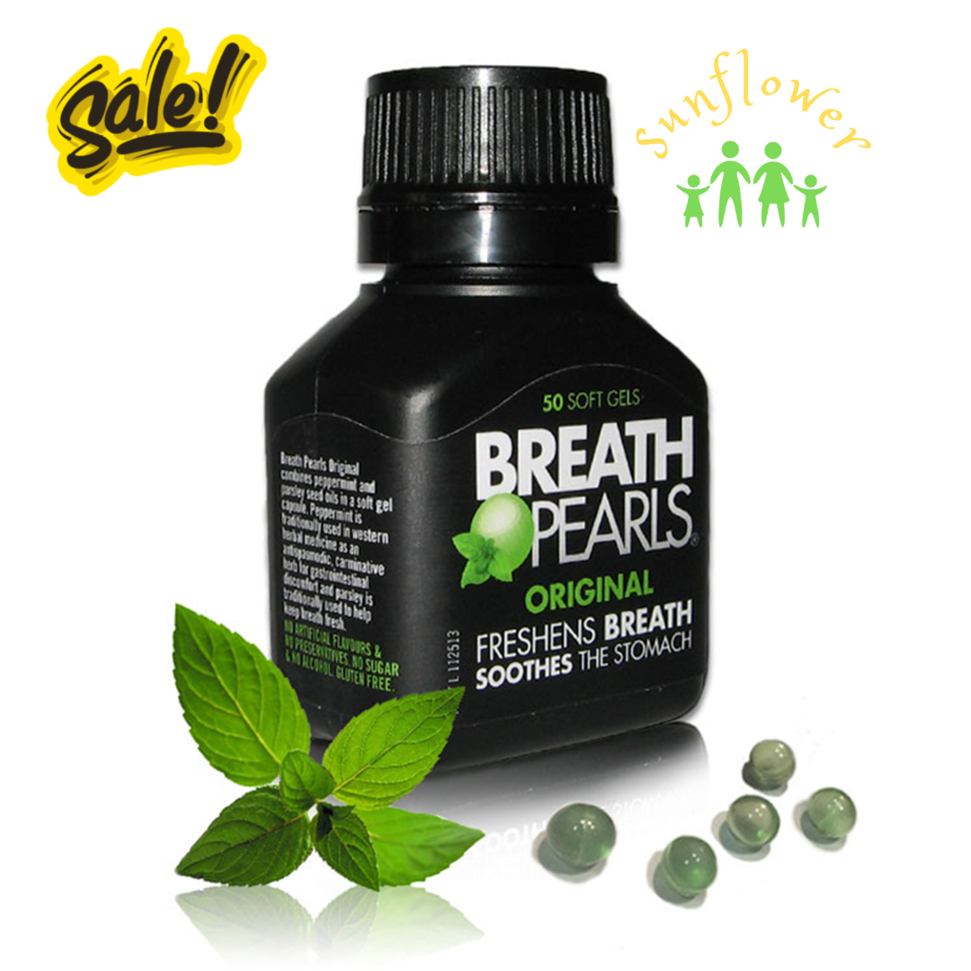 Viên ngậm thơm miệng và khử mùi hôi từ thảo dược Breath pearls Original 50 viên của Úc