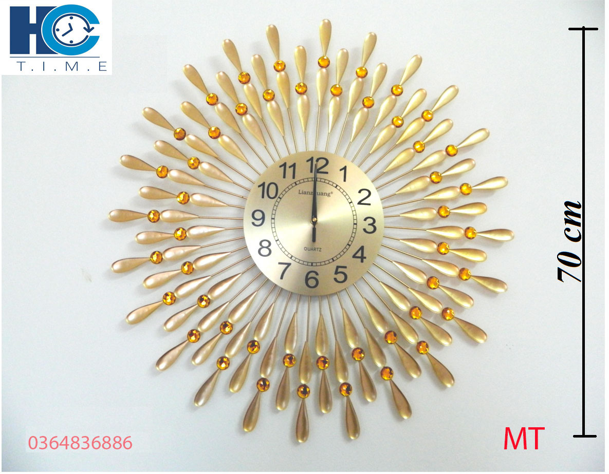 Đồng hồ treo tường trang trí decor MT giọt nước Mặt Trời Vàng kích thước 70 x 70 cm