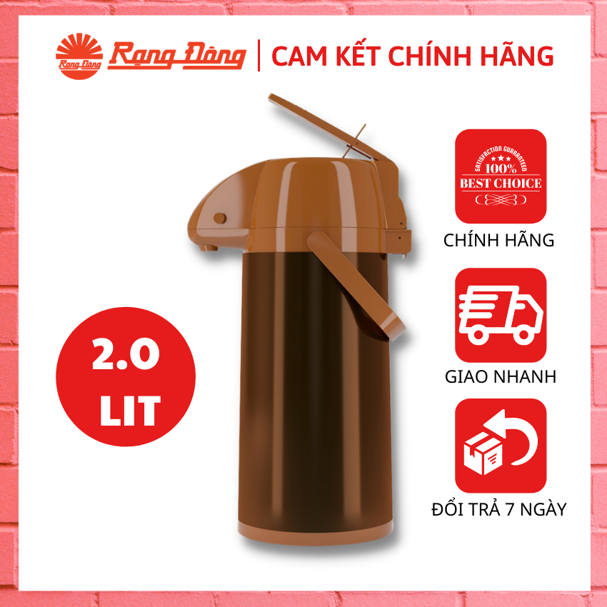 Phích bơm nước nóng giữ nhiệt 2 lit - rd-2045 st1.e, bình thủy rạng đông – giữ nhiệt trong 12h – chính hãng rạng đông