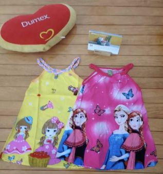 Đầm mặc nhà cho bé gái vải tone lanh