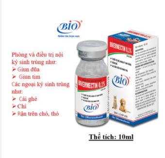 Bio BIVERMECTIN 0.1% Chai 10ml Diệt ve bọ chét ghẻ dạng tiêm cho chó, thỏ an toàn cho thú mang thai
