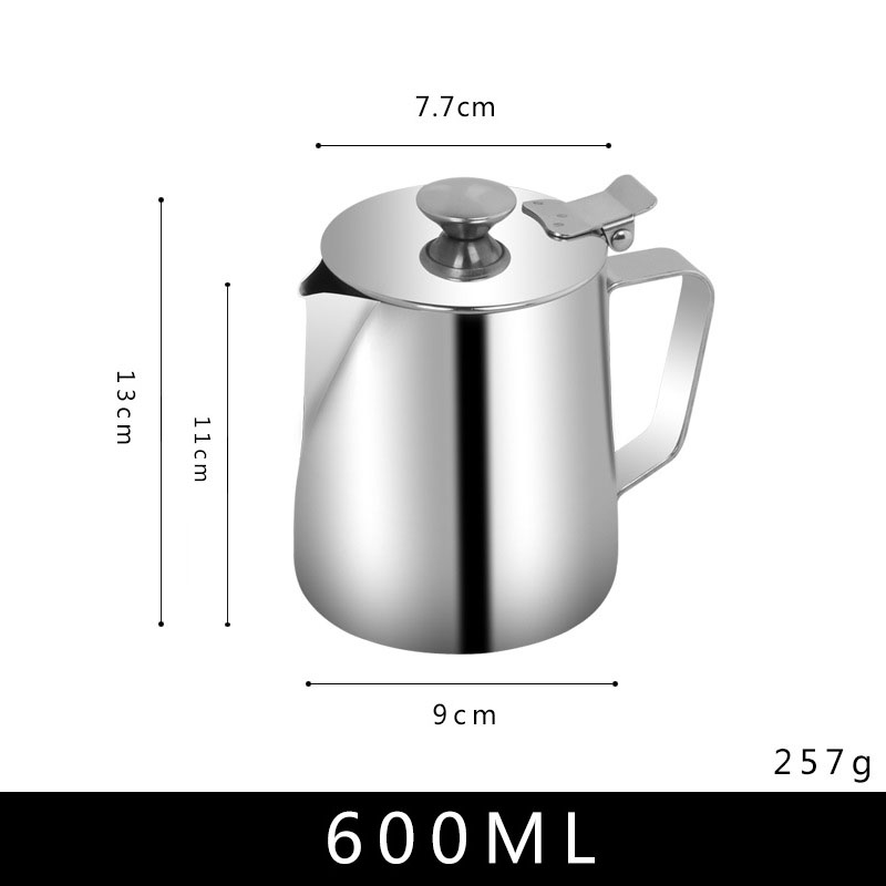 Ca đánh sữa inox có nắp dung tích 350ml~600ml