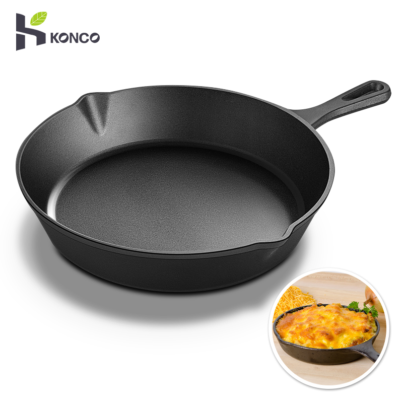 Konco Chảo Rán Bằng Gang 16CM/20CM Chảo Nấu Ăn Chảo Chiên Bít Tết Trứng Nồi Nướng Dụng Cụ Nấu Bếp Ga Cảm Ứng Chảo Xào Thủ Công Mini