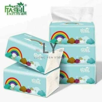 Khăn Giấy Ăn Cầu Vồng XinMier Dai Mịn, Giấy Rút Tiện Lợi Được Cấu Tạo 3 Lớp Thấm Hút An Toàn Cho Da