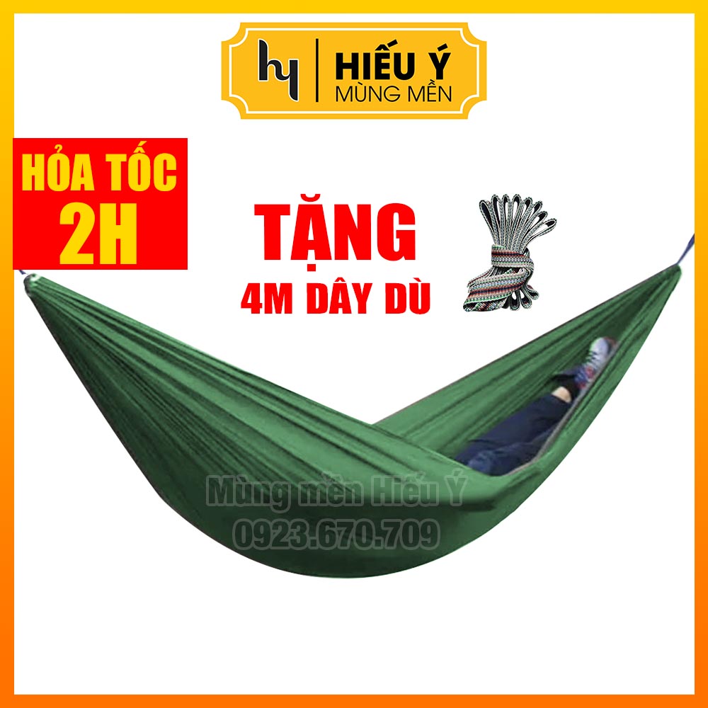 (TẶNG 4M DÂY) Võng dù siêu nhẹ, siêu mát dài 2m - ẢNH THẬT | Mùng mền Hiếu Ý