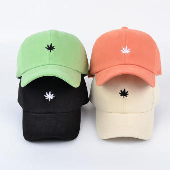 Mũ lưỡi trai nam nữ thêu hoạ tiết lá phong chất liệu vải nỉ gân cotton thời trang Hàn Quốc