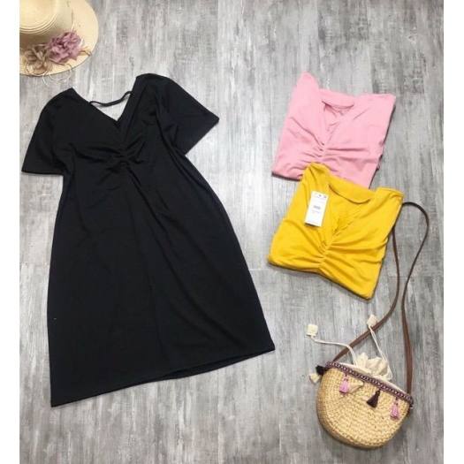 Váy thụng dúm ngực dây lưng Hana