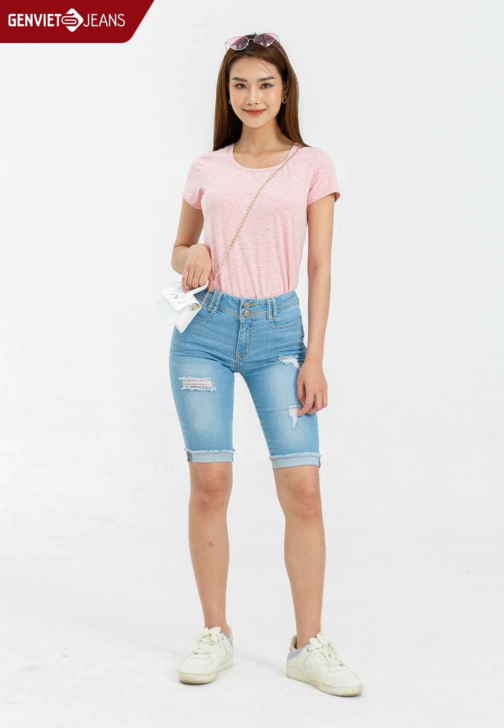 Quần ngố jeans nữ tq303j965 genviet