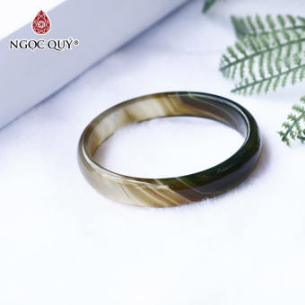 Vòng đá mã não xanh lá nâu bản mỏng Ni56 - Ngọc Quý Gemstones