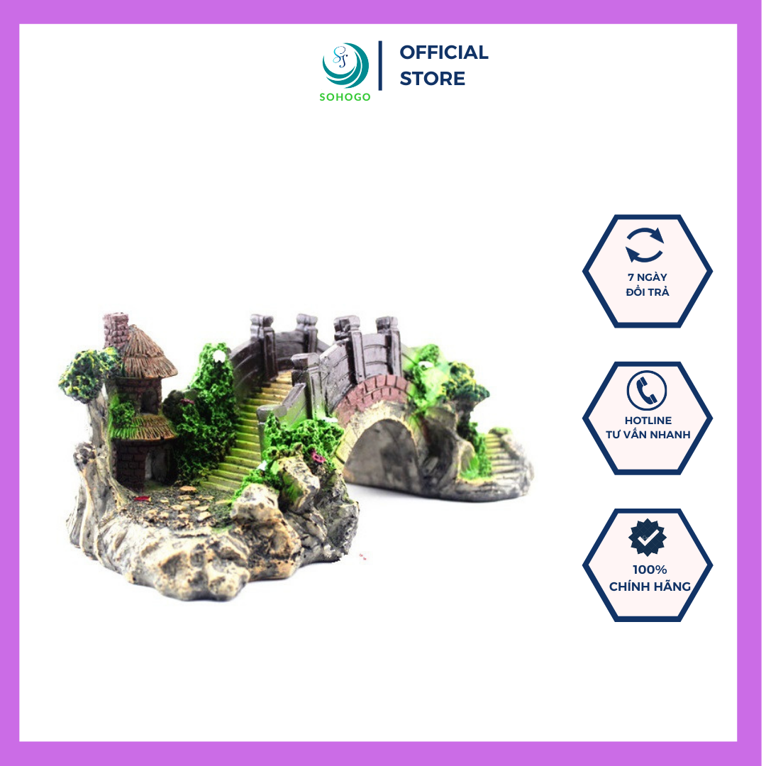 [HÀNG CÓ SẴN]-Cây cầu cảnh trang trí bể cá- Trang trí chậu cá 7*19*8 cm- Mô hình cầu non bộ trang trí bể cá