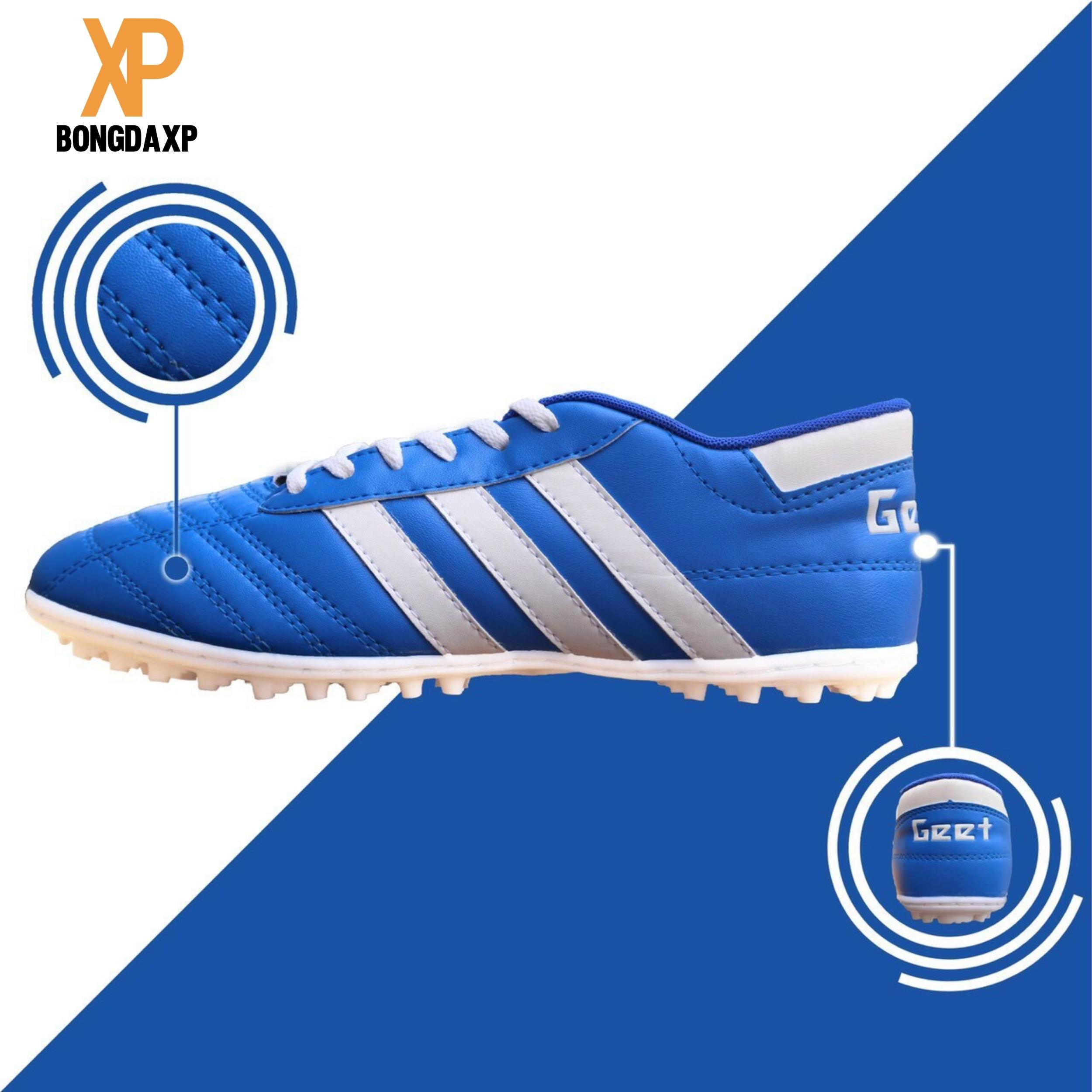 Giày bóng đá nam, giày đá banh ba sọc Xanh trắng Sân cỏ nhân tạo đã khâu đế