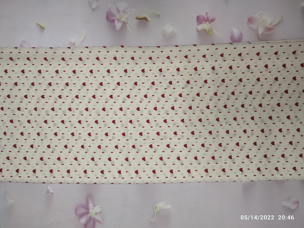 2m Vải lụa lạnh hoạ tiết tim siêu nhí - lụa Mango chính phẩm