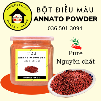Bột Điều Nguyên Chất - Annatto Powder  ướp thịt tạo  màu gạch tôm cho phá lấu, cà ri, bánh tráng trộn - bột điều màu đỏ  HOMESPICES gia vị của mọi nhà homespices bột tạo màu , gia vị tạo màu,  nguyên liệu nấu ăn làm bánh