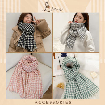 Khăn quàng cổ nam nữ chất liệu len mịn kẻ caro nhiều màu, kích thước 70x190cm hàng loại đẹp, Lemi Accessories