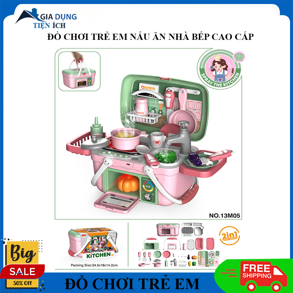 Đồ chơi trẻ em bộ đồ chơi nấu ăn nhà bếp mini cao cấp, giúp bé phát triển tư duy sáng tạo am hiểu hơn về cuộc sống, tăng tương tác mẹ và bé hơn .Bảo hành 6 tháng, lỗi đổi mới 7 ngày.