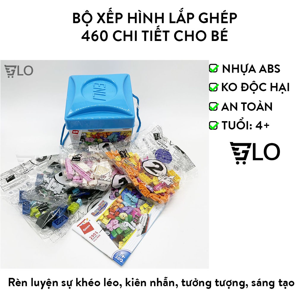 Bộ xếp hình lắp ghép enlighten build n learn 2901 – 460 chi tiết cho bé