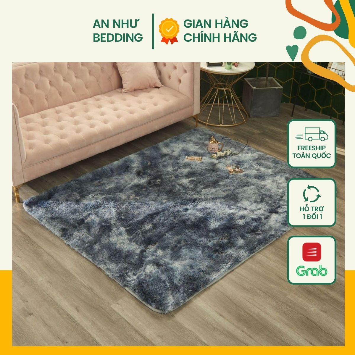 Thảm lông loang, thảm lông loang trải sàn 1m6x2m An Như Bedding