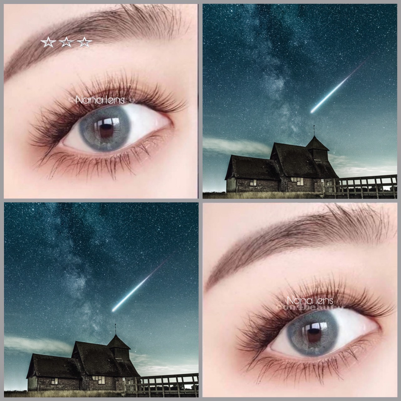 [ Hàng mới về] Lens - Kính áp tròng màu xám xanh Tây sử dụng 1 năm chỉ có 0 độ (tặng kèm khay )