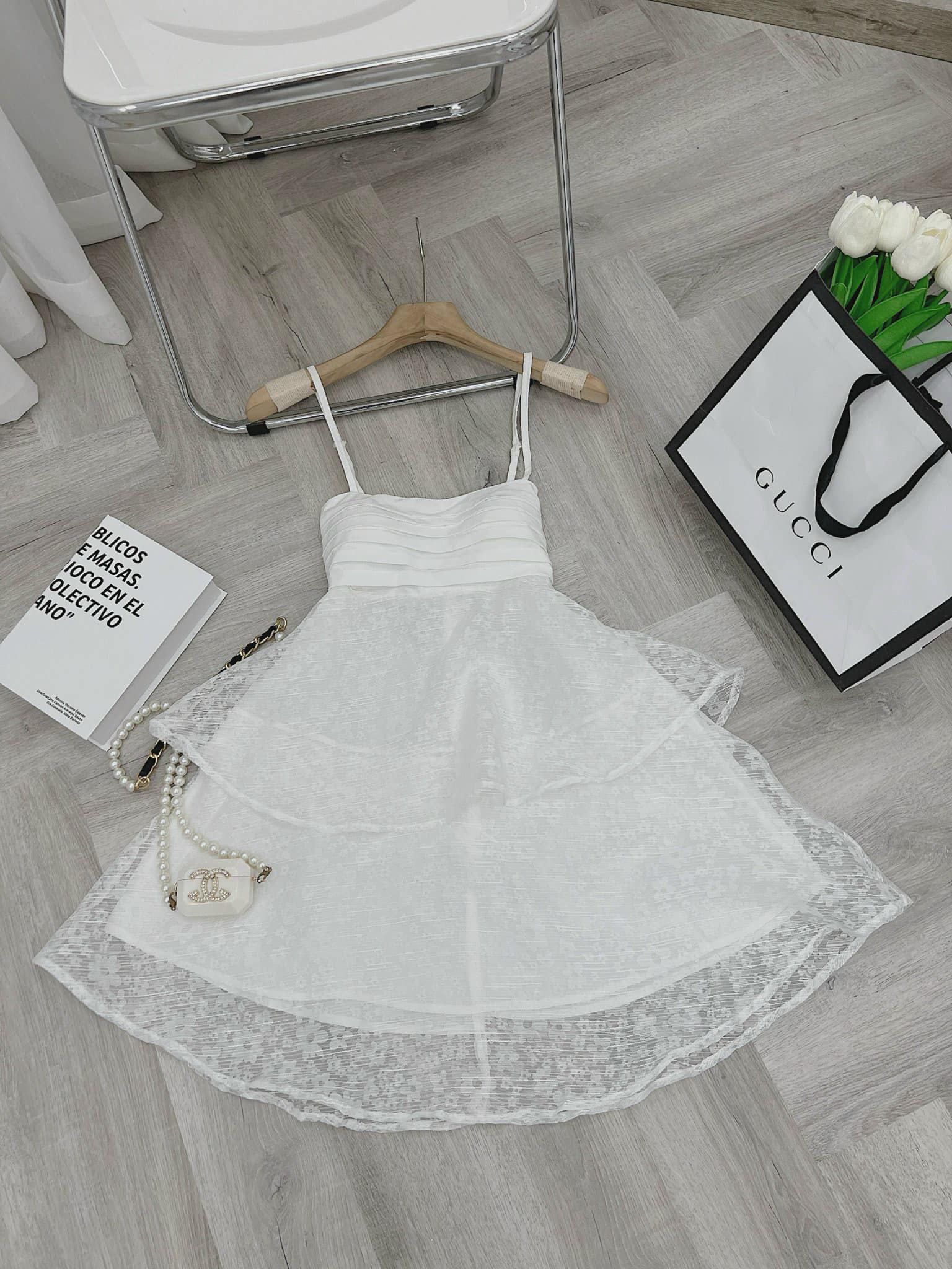 Đầm 2 dây xòe xếp ly cao cấp đầm dự tiệc thiết kế hàn quốc dễ thương