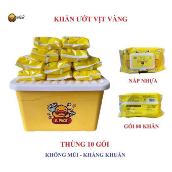 Thùng 10 Gói Khăn Giấy Uớt Đa Năng Con vịt Vàng - Hàng nội địa Trung