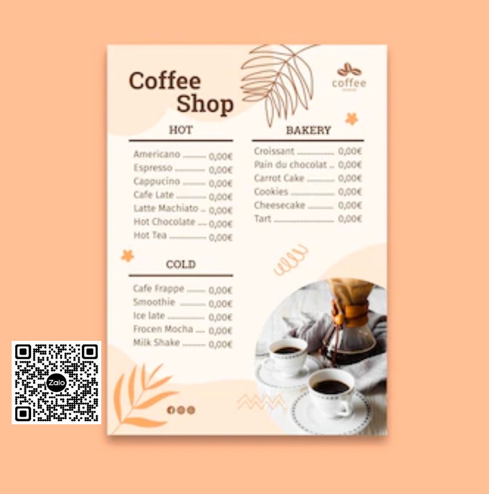 In menu nhựa chống thấm nước, không phai màu theo yêu cầu của khách