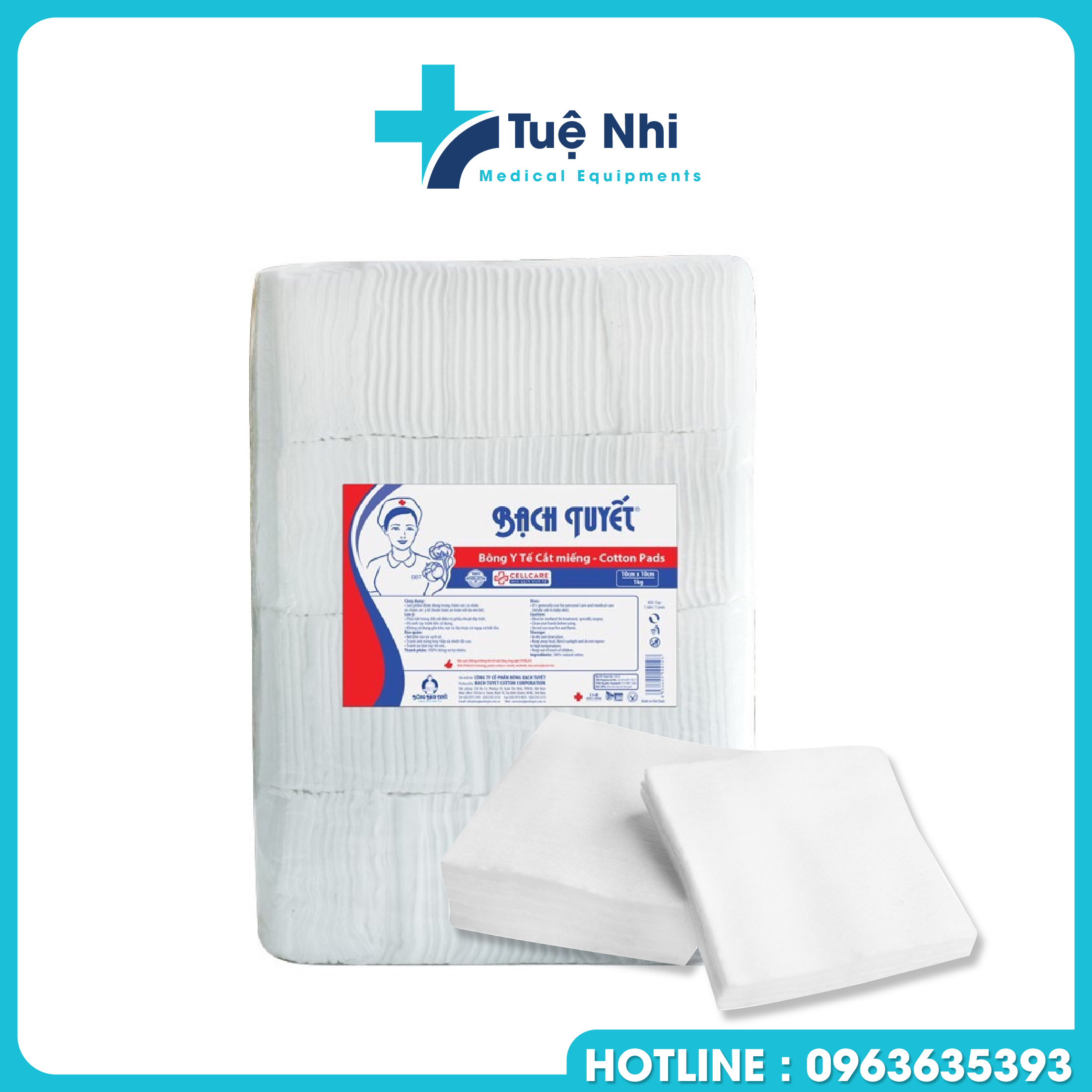 Bông bạch tuyết y tế cắt miếng 1kg - vệ sinh baby 10x10cm - 7x7cm