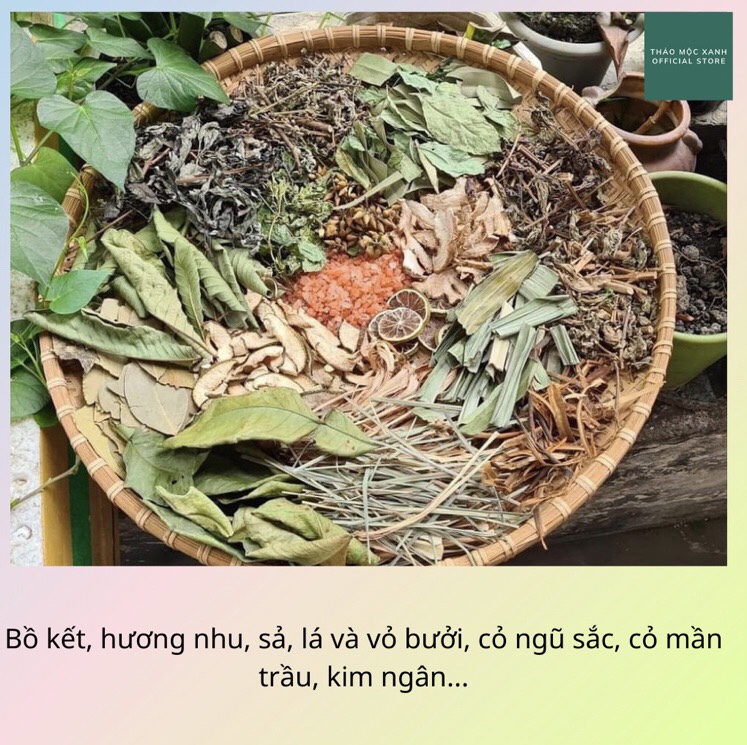 Lá tắm gội thảo dược cho bé 100% từ thiên nhiên có tác dụng thanh nhiệt giải độc - mát da