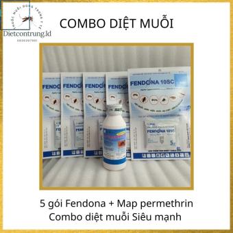 Combo 1 chai thuốc diệt muỗi PERMETHRIN 50EC (100ml) + 5 gói FENDONA (5ml) .
