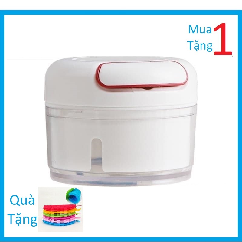Combo Dụng Cụ Xay Tỏi Ớt Đa Năng Mini Food Chopper Tặng ngay Miếng Rửa Chén Bát Silicon Siêu Sạch