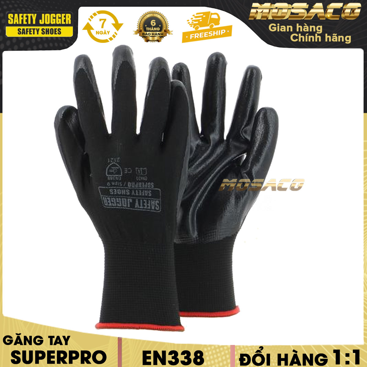 Găng Tay Jogger Superpro 2121 Chống Dầu Găng tay dệt bằng sợi Polyester, loại sợi vốn được biết đến với nhiều ưu điểm nổi bật như bền với nhiệt, dễ bắt màu, không hấp thụ nước - MOSACO