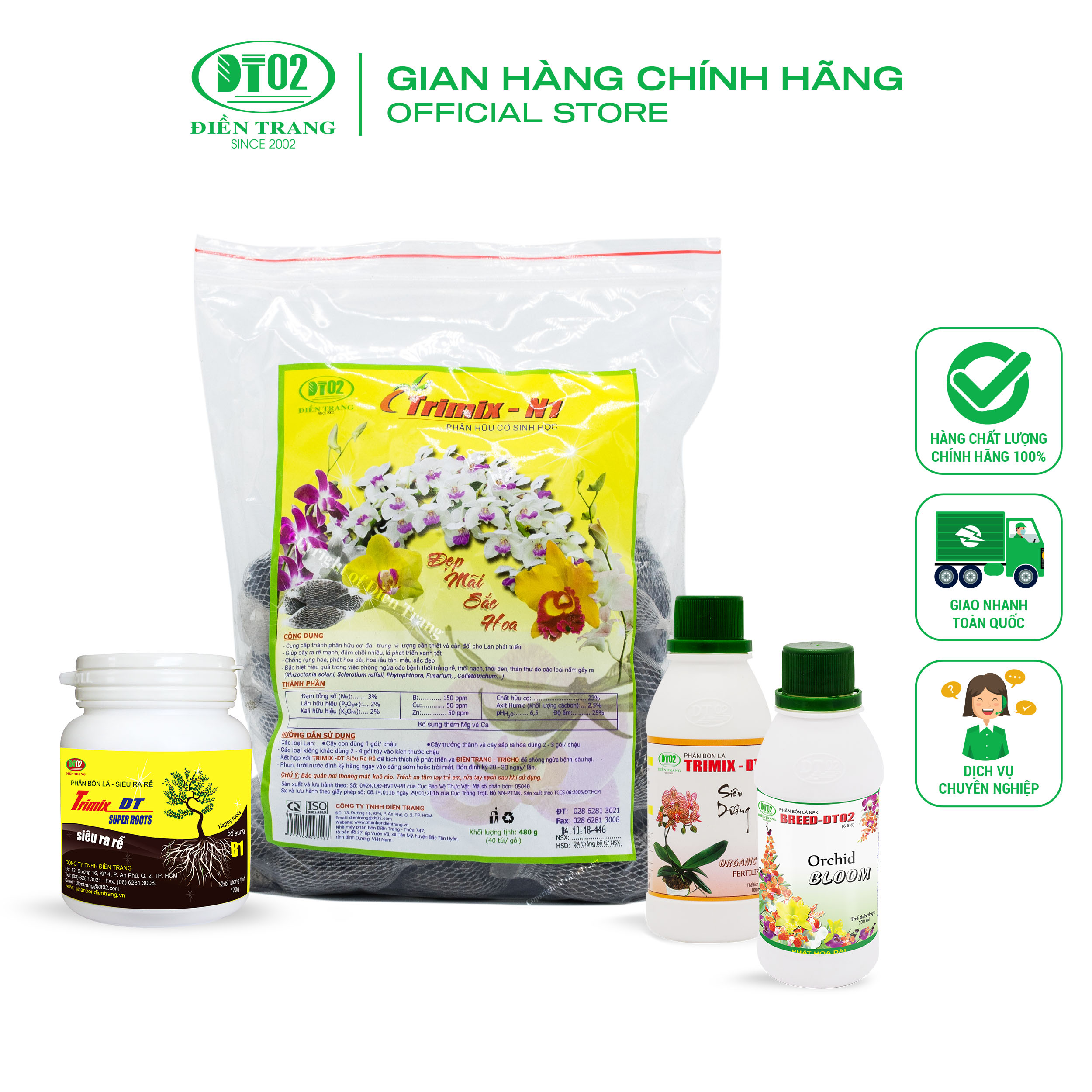 Bộ sản phẩm dành cho cây lan, lan túi, siêu dưỡng lan, ra hoa lan, siêu ra rễ